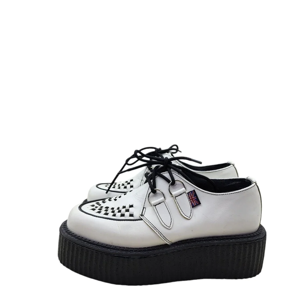 Tuk The Original Women's Leather Chunky Platform Creeper White Sz 5